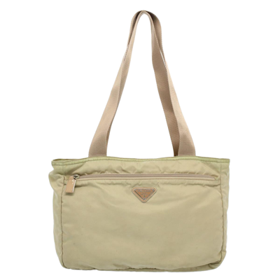 Shop Prada Tessuto Beige Synthetic Tote Bag ()