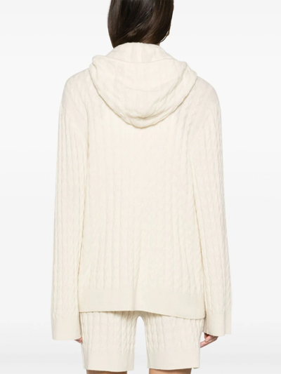 Shop Totême Toteme Women Cable Knit Hoodie In 007 Snow