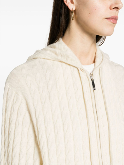 Shop Totême Toteme Women Cable Knit Hoodie In 007 Snow