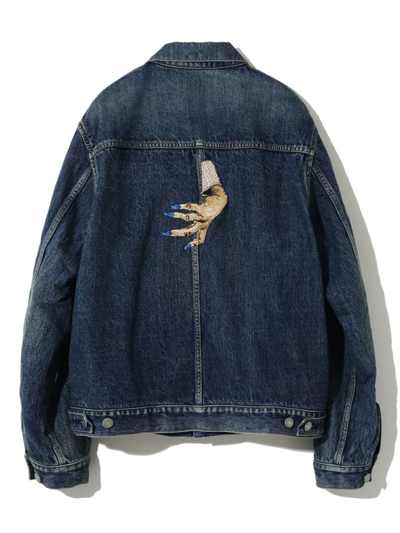 Shop Undercover Men Embroidered Patch Denim Jacket In Indigo