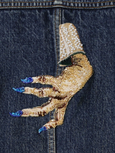 Shop Undercover Men Embroidered Patch Denim Jacket In Indigo