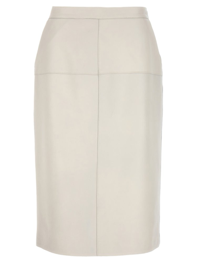 Shop P.a.r.o.s.h . Midi Leather Skirt In White