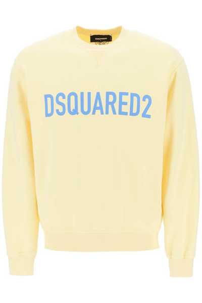 Shop Dsquared2 Logo Printed Crewneck Sweatshirt In Yellow