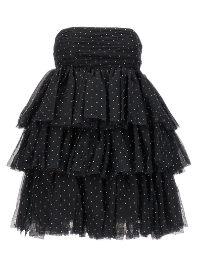 Shop Rotate Birger Christensen Rotate Strapless Ruffled Mini Dress In Black