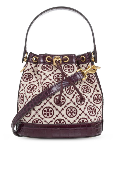 Shop Tory Burch T Monogram Strapped Bucket Bag In Multi