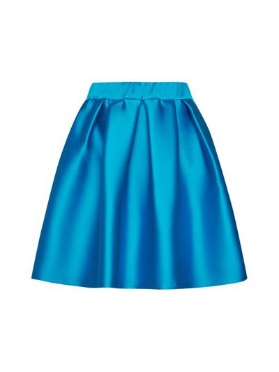 Shop P.a.r.o.s.h . Elastic Waist Flared Mini Skirt In Blue