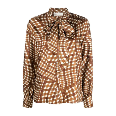 Shop Tory Burch Pattern Printed Tie Fastened Blouse In Brown