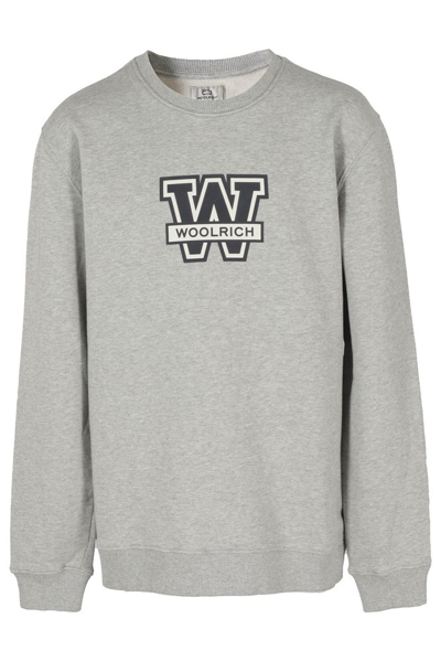 Shop Woolrich Kids Logo Printed Crewneck Sweatshirt In Grey