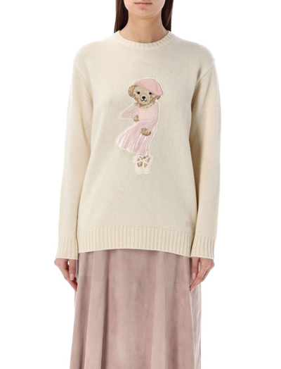 Shop Ralph Lauren Polo Bear Knitted Jumper In Beige