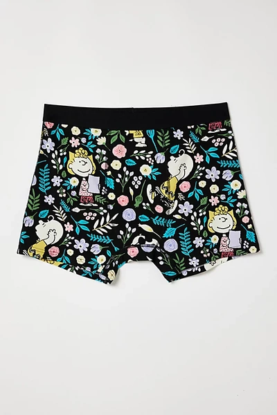 Shop Urban Outfitters Peanuts Flower Filled Boxer Brief In Black, Men's At