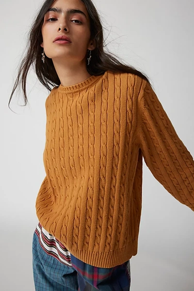 Shop Urban Renewal Remade Overdyed Oversized Crew Sweater In Golden, Women's At Urban Outfitters