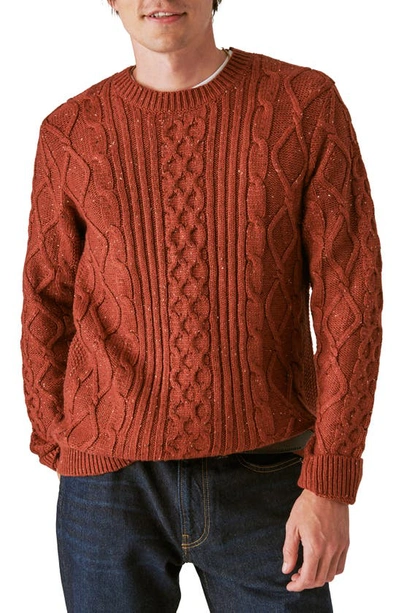 Shop Lucky Brand Mixed Stitch Crewneck Sweater In Terracotta