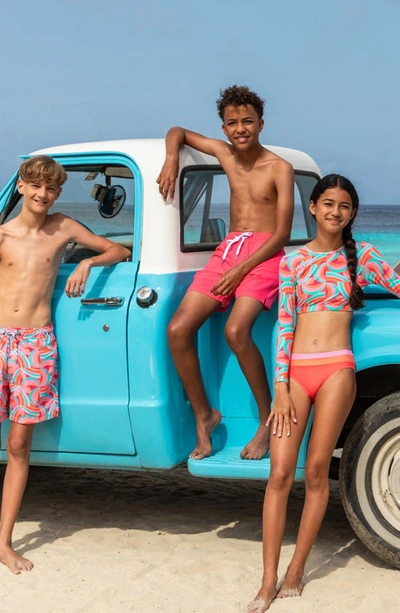 Shop Snapper Rock Kids' Comfort Colorblock Swim Trunks In Pink