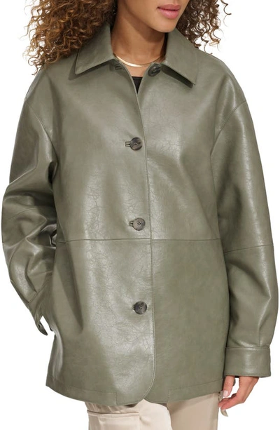 Shop Levi's Oversize Faux Leather Relaxed Jacket In Sage