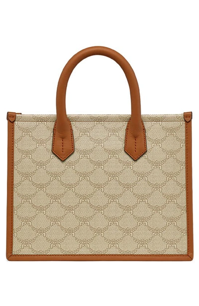 Shop Mcm Lauretos Coated Canvas Tote In Oatmeal