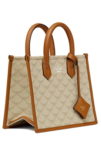 Shop Mcm Lauretos Coated Canvas Tote In Oatmeal