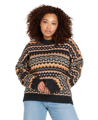 Shop Volcom Juniors' Not Fairisle Sweater In Vintage Black