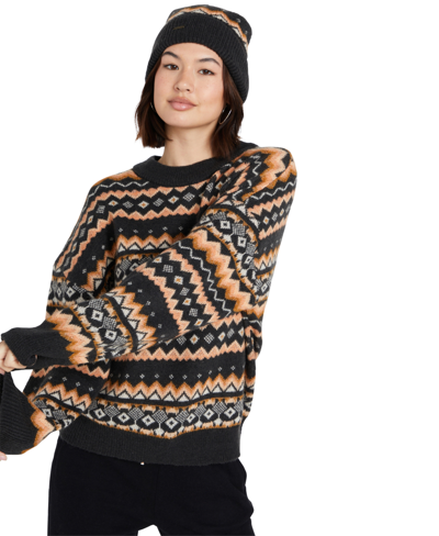 Shop Volcom Juniors' Not Fairisle Sweater In Vintage Black