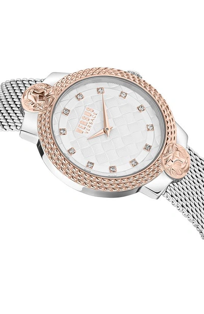 Shop Versus Versace Montorgueil Crystal Index Mesh Strap Watch, 38mm In Two Tone