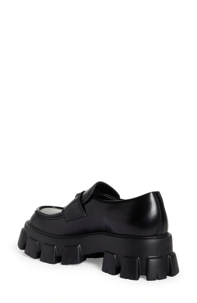 Prada Double Chocolate Triangle Logo Loafers In Nero