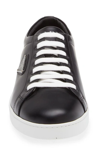 Shop Prada Lane Triangle Logo Low Top Leather Sneaker In Nero