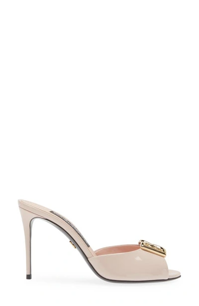Shop Dolce & Gabbana Dolce&gabbana Dg Logo Patent Slide Sandal In Light Pink