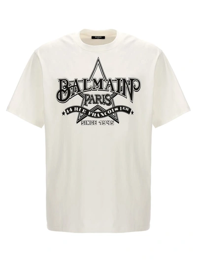 Shop Balmain ' Star' T-shirt In White/black
