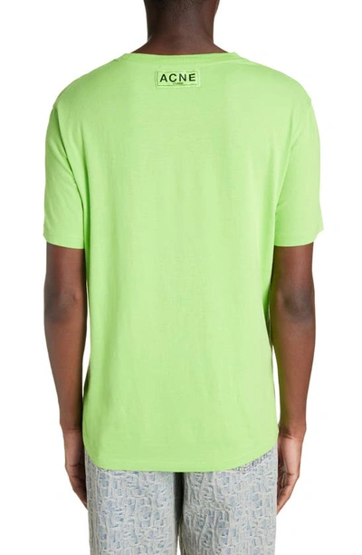 Shop Acne Studios Warped Logo Cotton Graphic T-shirt In Sharp Green