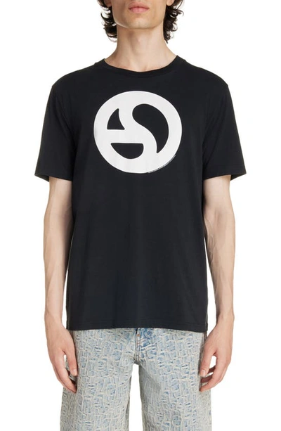 Shop Acne Studios Warped Logo Cotton Graphic T-shirt In Black