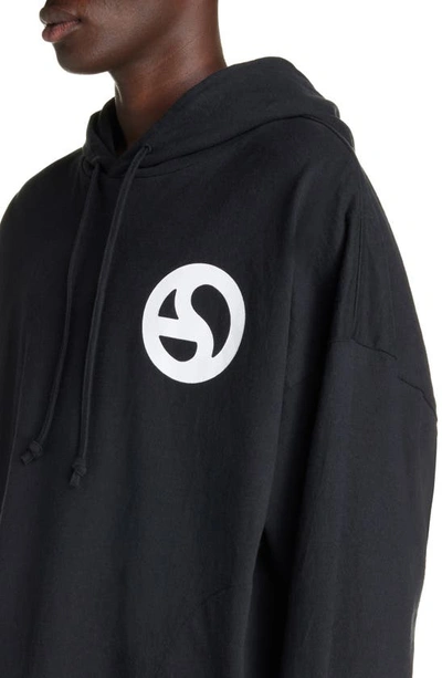 Shop Acne Studios Warped Logo Cotton Graphic Hoodie In Black