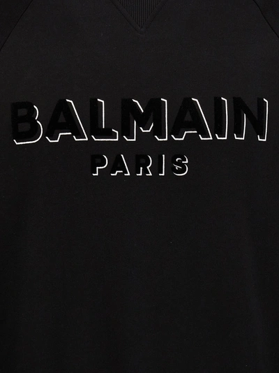 Shop Balmain Flocked Logo Sweatshirt Black