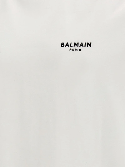 Shop Balmain Flocked Logo T-shirt White/black