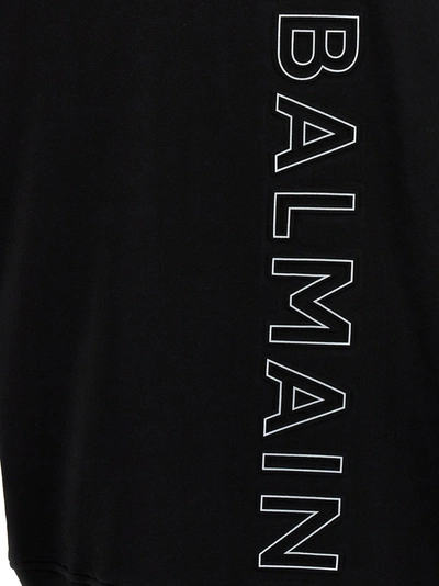 Shop Balmain Reflective Logo Hoodie Sweatshirt Black