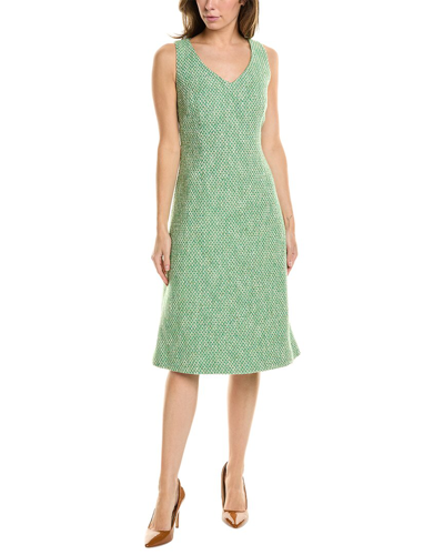 Shop St John St. John Tweed Wool-blend Dress In Green