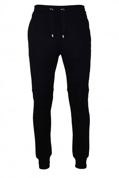 Shop Balmain Men's Luxury Jogging Pants   Black Jogging Pants With White Logo