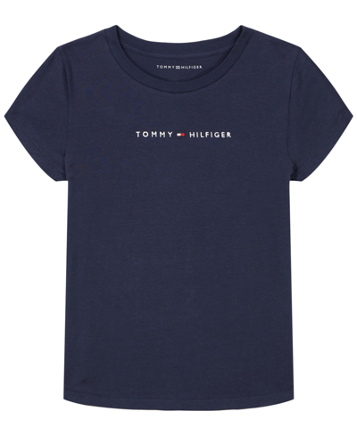 Shop Tommy Hilfiger Big Girls Classic Embroidered T-shirt In Navy Blazer