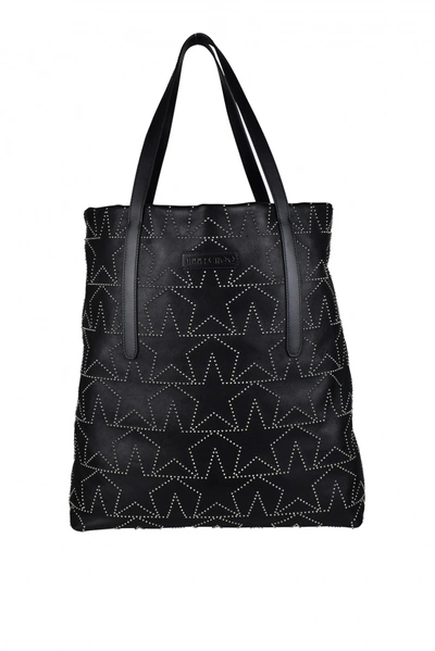 Shop Jimmy Choo Luxury Bag   Black Leather Tote Bag With Rhinestone Stars