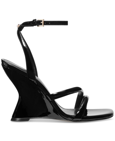 Shop Michael Kors Michael  Women's Nadina Ankle-strap Wedge Sandals In Black
