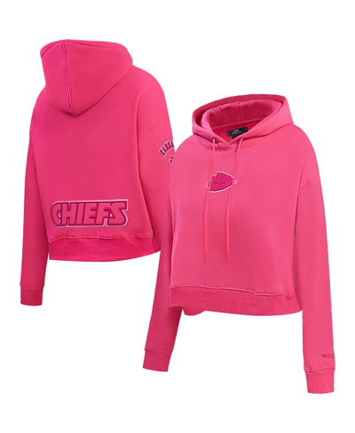 Shop Pro Standard Women's  Kansas City Chiefs Triple Pink Cropped Pullover Hoodie