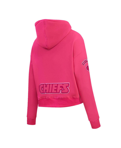 Shop Pro Standard Women's  Kansas City Chiefs Triple Pink Cropped Pullover Hoodie