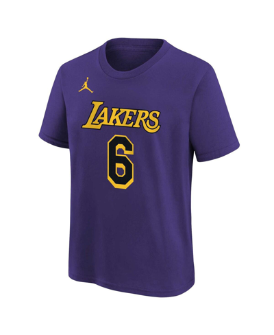 Jordan Big Boys  Brand Lebron James Purple Los Angeles Lakers Name And Number Statement T-shirt In Purple