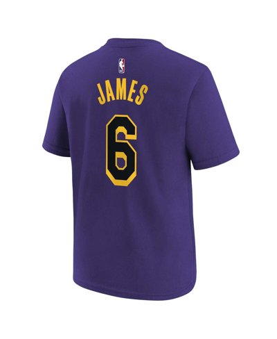 Jordan Big Boys  Brand Lebron James Purple Los Angeles Lakers Name And Number Statement T-shirt In Purple