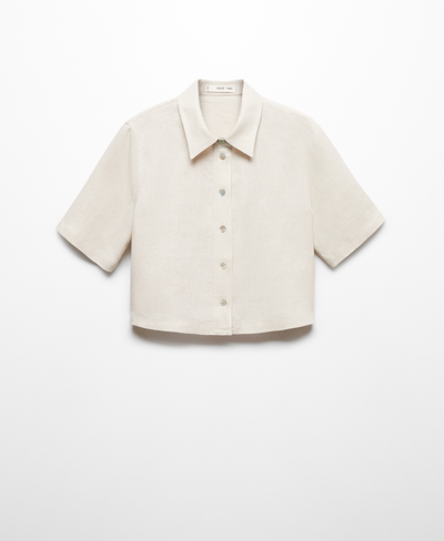Shop Mango Women's Linen-blend Short-sleeve Shirt In Beige