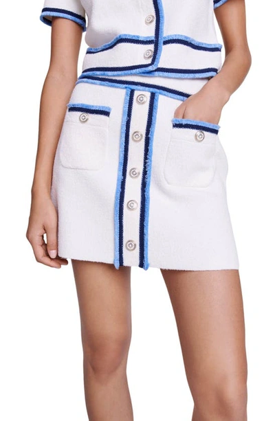 Maje Jirsal Stripe Knit Miniskirt In Ecru