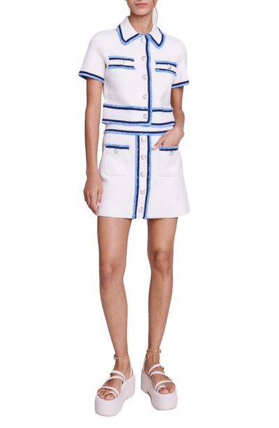 Maje Jirsal Stripe Knit Miniskirt In Ecru