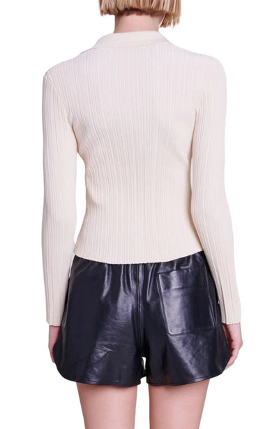 Maje Mimoso Rib Button-up Sweater In Beige
