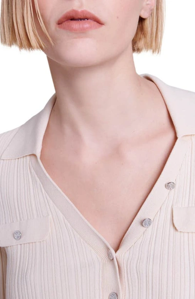 Maje Mimoso Rib Button-up Sweater In Beige