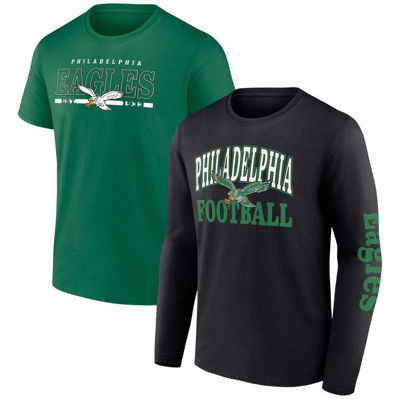 Shop Fanatics Branded Black/kelly Green Philadelphia Eagles Throwback T-shirt Combo Set