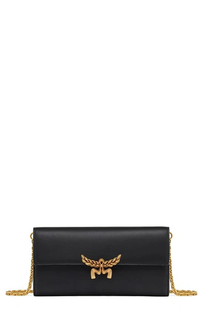 Shop Mcm Large Himmel Leather Wallet On A Chain In Black