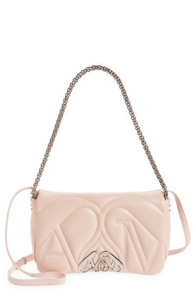 Shop Alexander Mcqueen Mini Exploded Seal Quilted Leather Shoulder Bag In Clay
